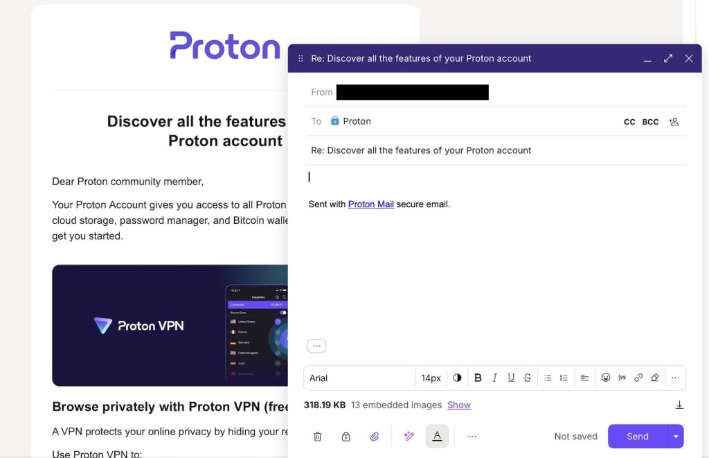 Reply interface of Proton