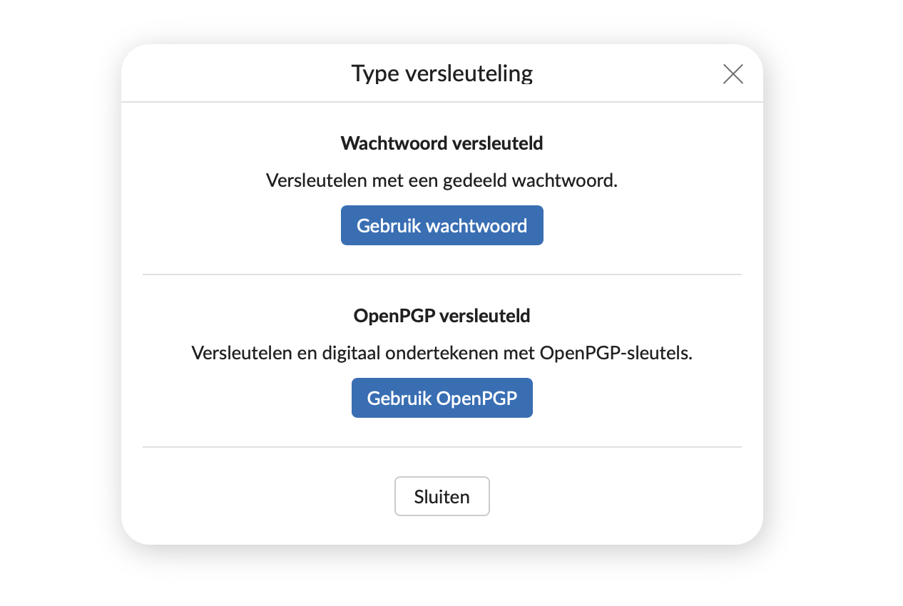 Mailfence krypteringsalternativ